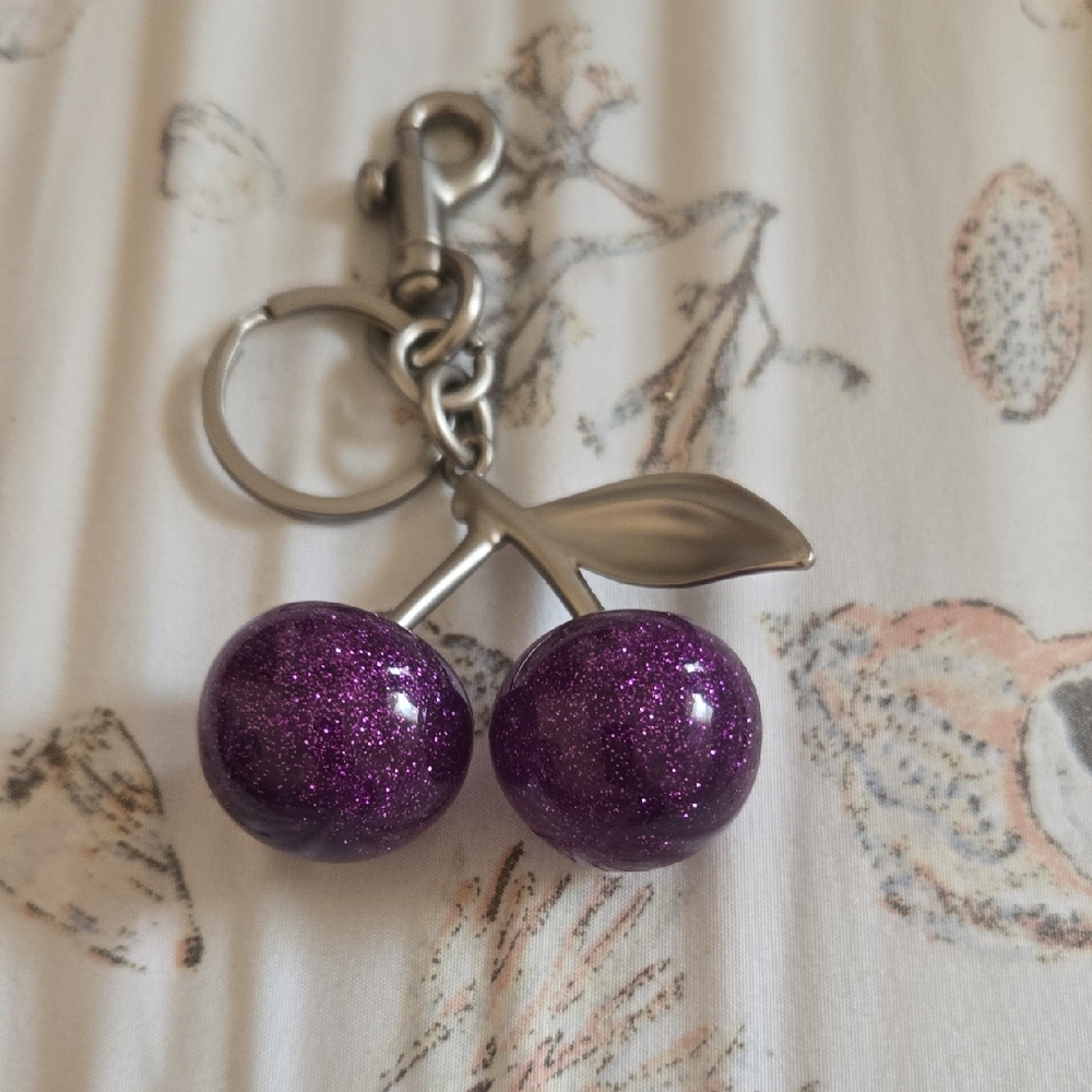 Sparkling Purple Cherry Keychain
